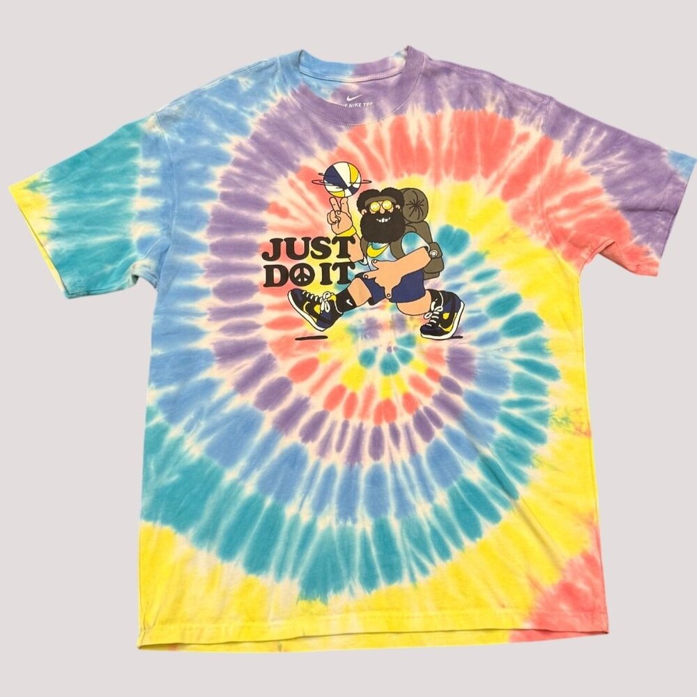Nike Tie Dye "Just Do It" Peace‎ Love & Basketball Mens T-Shirt Size M Hippie